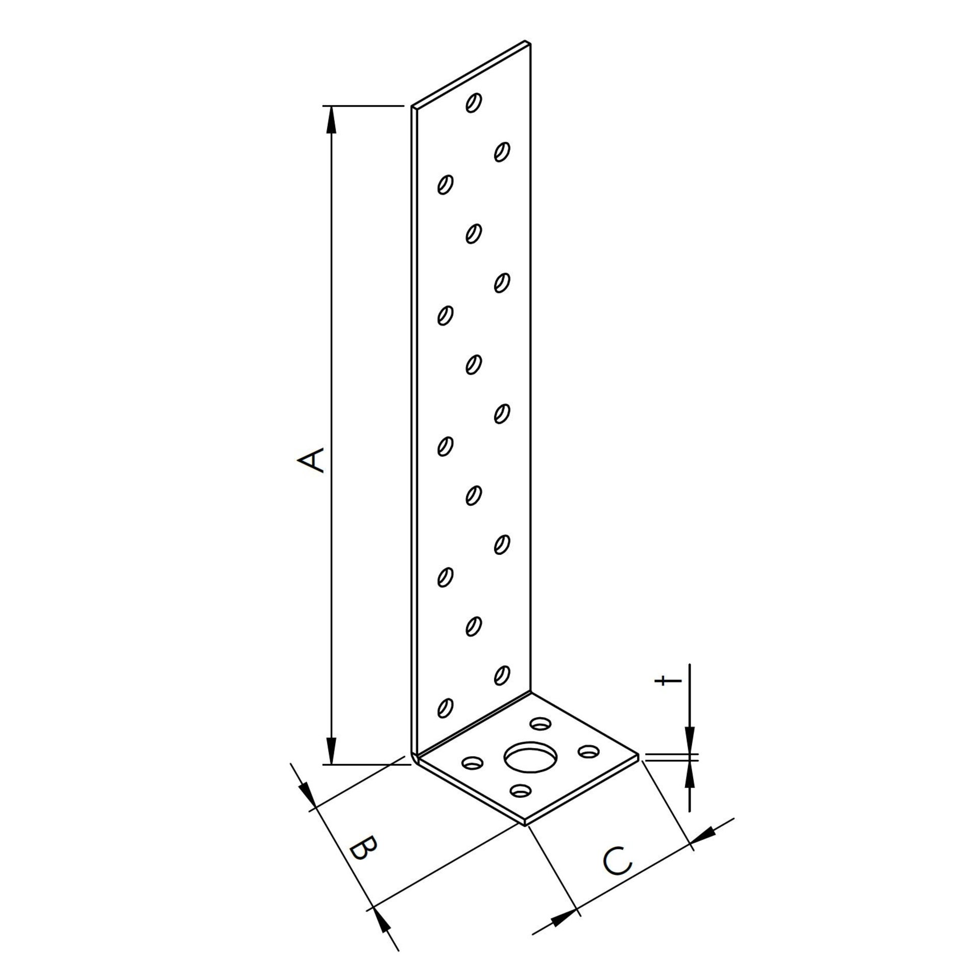 Stabilizer, Winkelständer, Stahlwinkel, Bodenplatte, Lochmuster