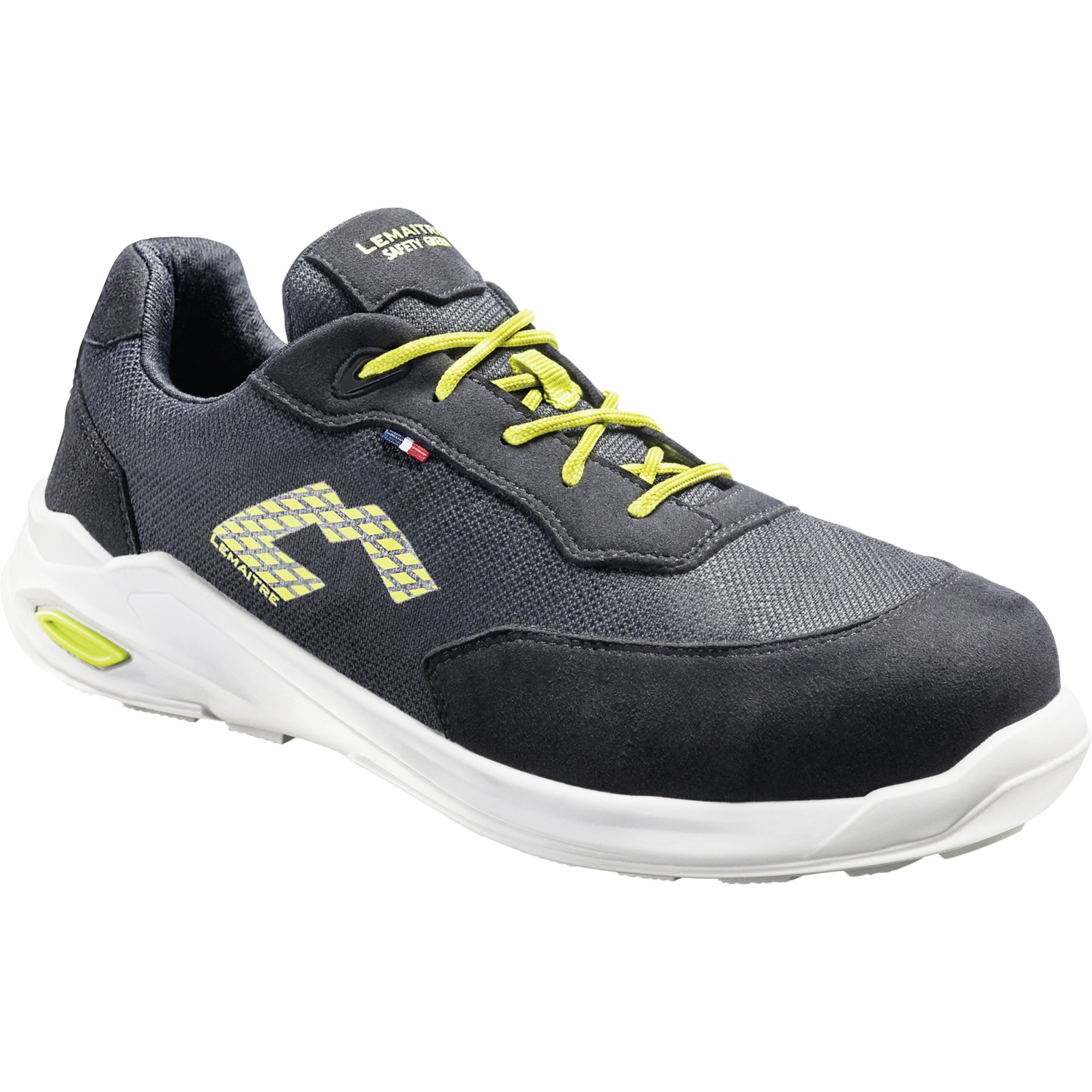 Sneaker, Laufschuh, Stoff/Textil, Grau, Neon Gelb Akzente