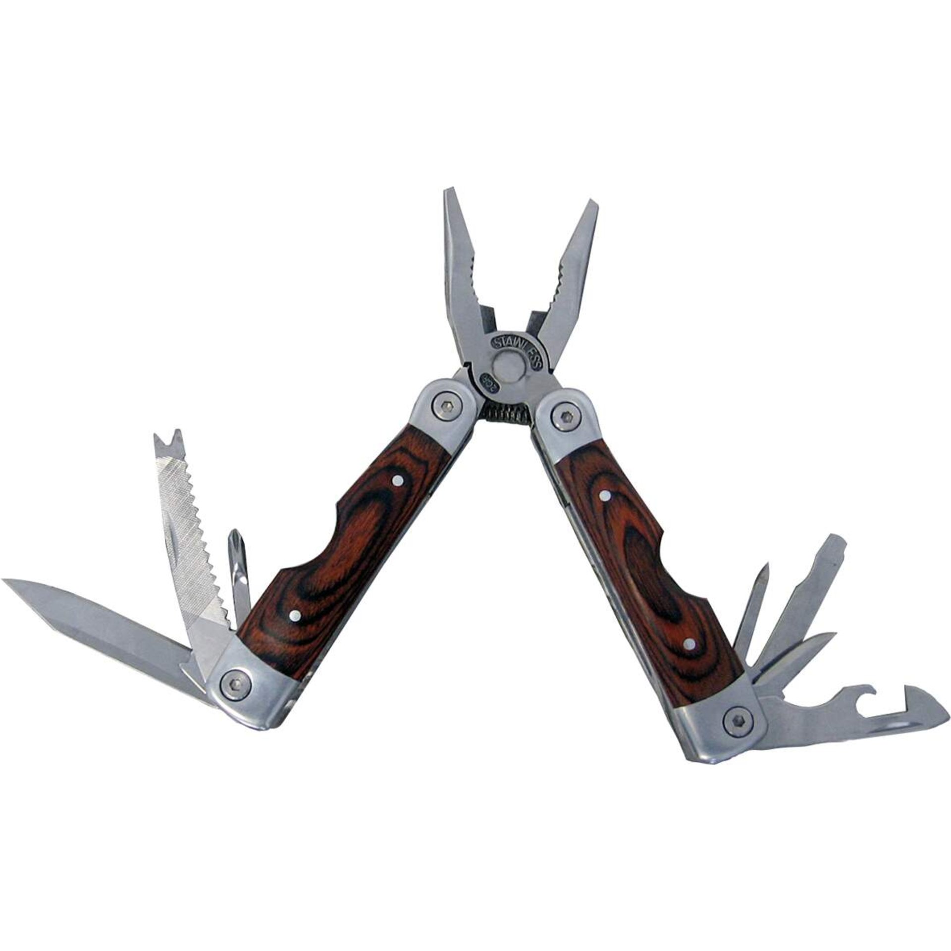 Multitool, Taschenwerkzeug, Holzgriff, Edelstahl, Zangen