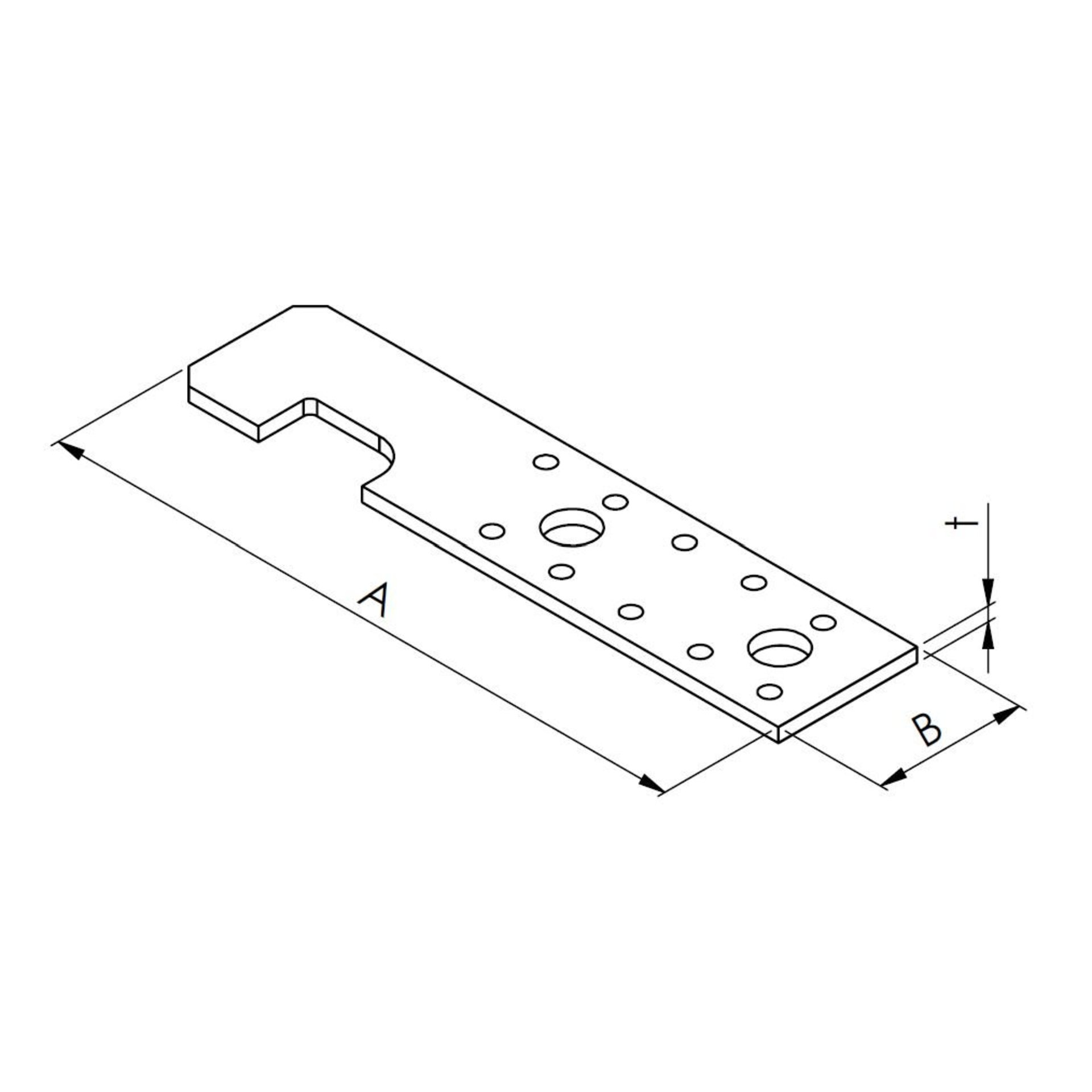 winkelverriegelung, lochplatte, befestigungsteil, metallplatte, bohrungen
