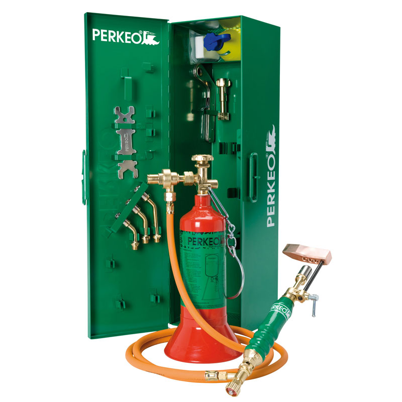 Perkeo Weich-u.Bleilötanlage mit Zubehör im Koffer,Hammerf.,Anschl.M10x1LH