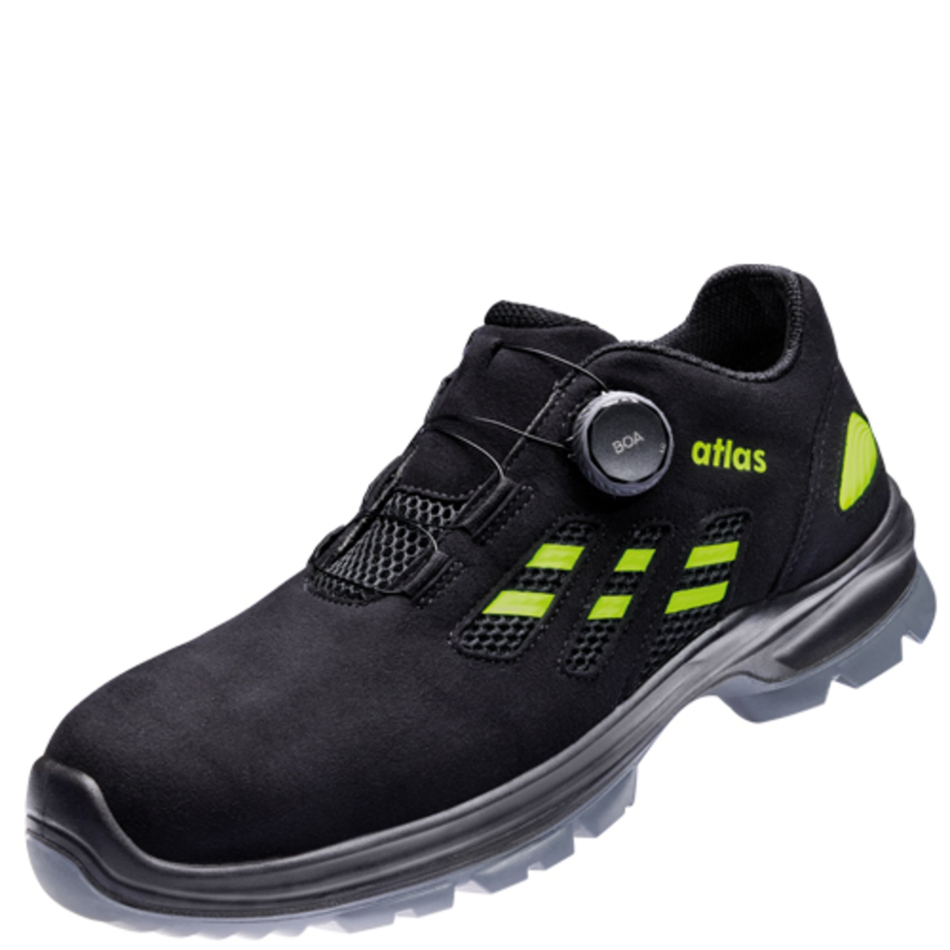 Sicherheits-Schuh, Arbeits-Schuh, Klettverschluss, Gummisohle, Schwarz/Neon-Grün
