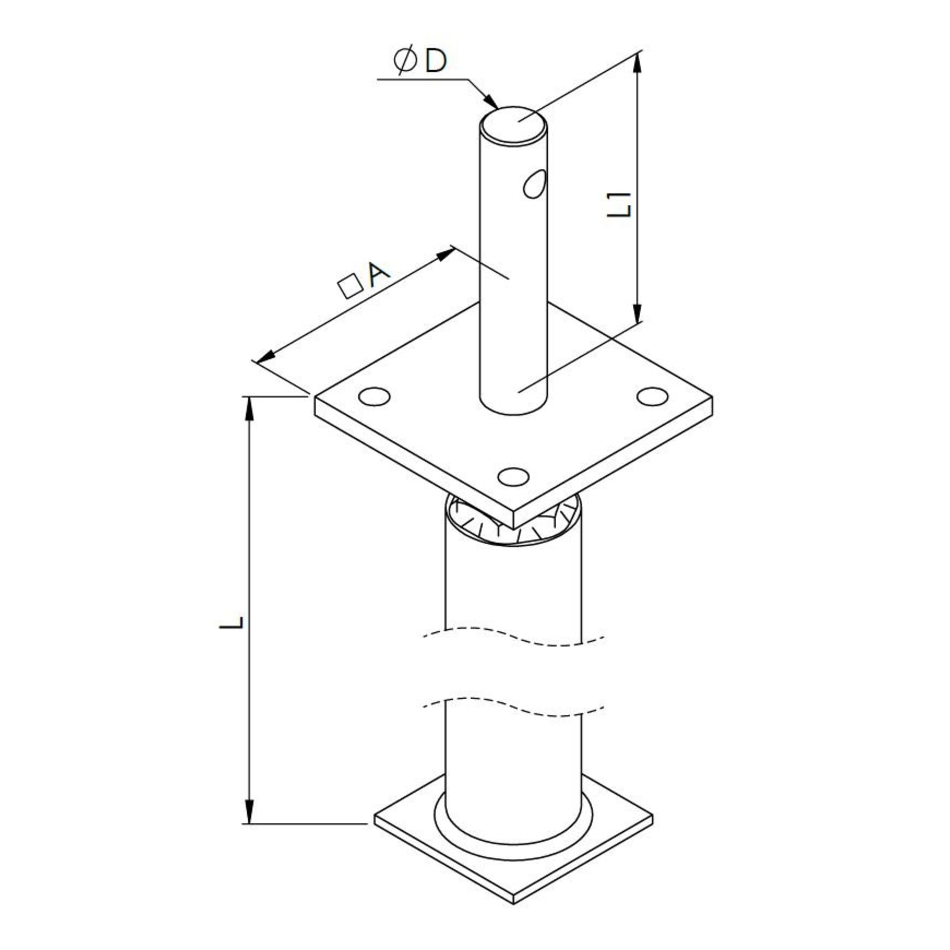 bodentisch, plattentisch, rohr-sockel, lochbohrung, montagefuß