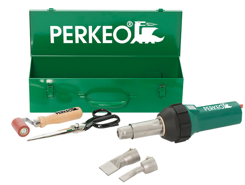 Perkeo HOTGUN 2000 S 230 V, 1600 W SET inkl. Zubehör u. Stahlblechkasten