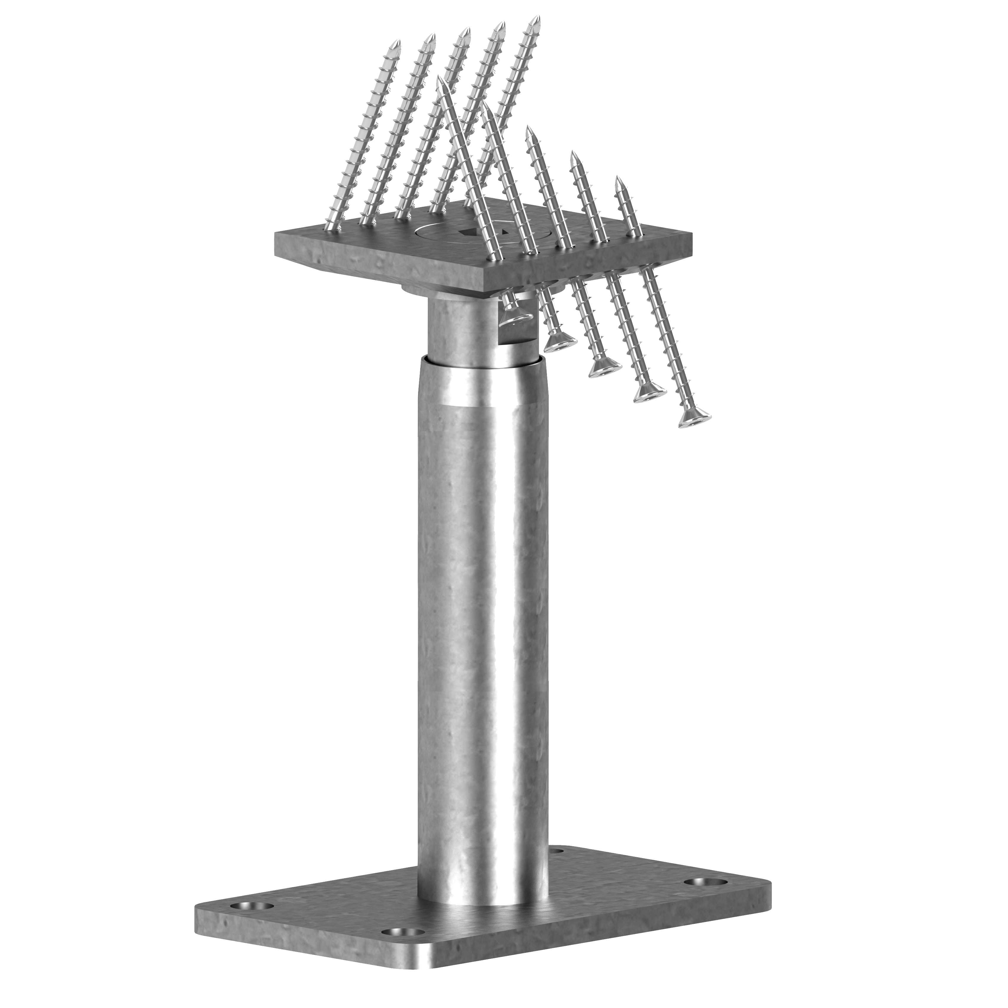 STF Pfostenträger 300+150 (150 mm höhenverstellbar) D=42, feuerverz. zum Aufbetonieren