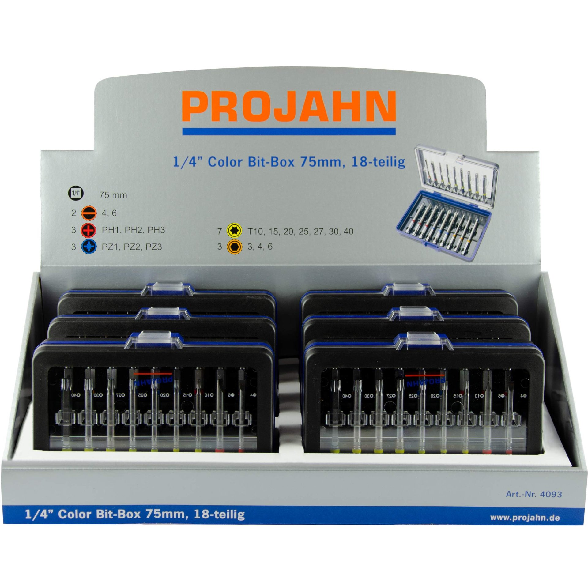 Schraubendreher-Satz, Bit-Box, 75mm, 18-teilig, Kreuzschlitz