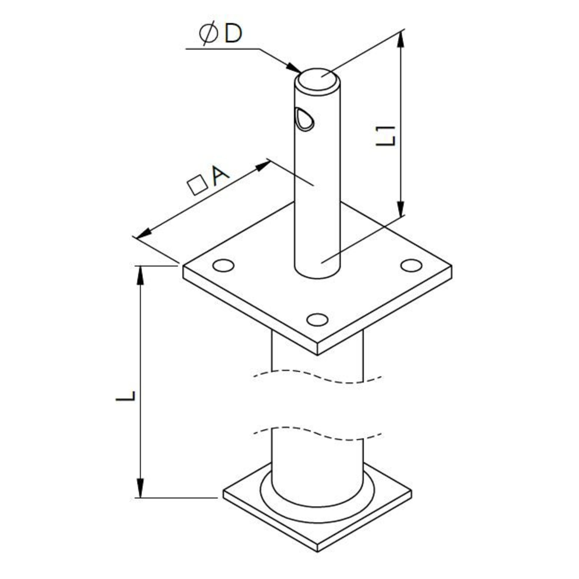 rohre, Flanschmontage, Basisplatte, Senkrechterstab, Maßskizze