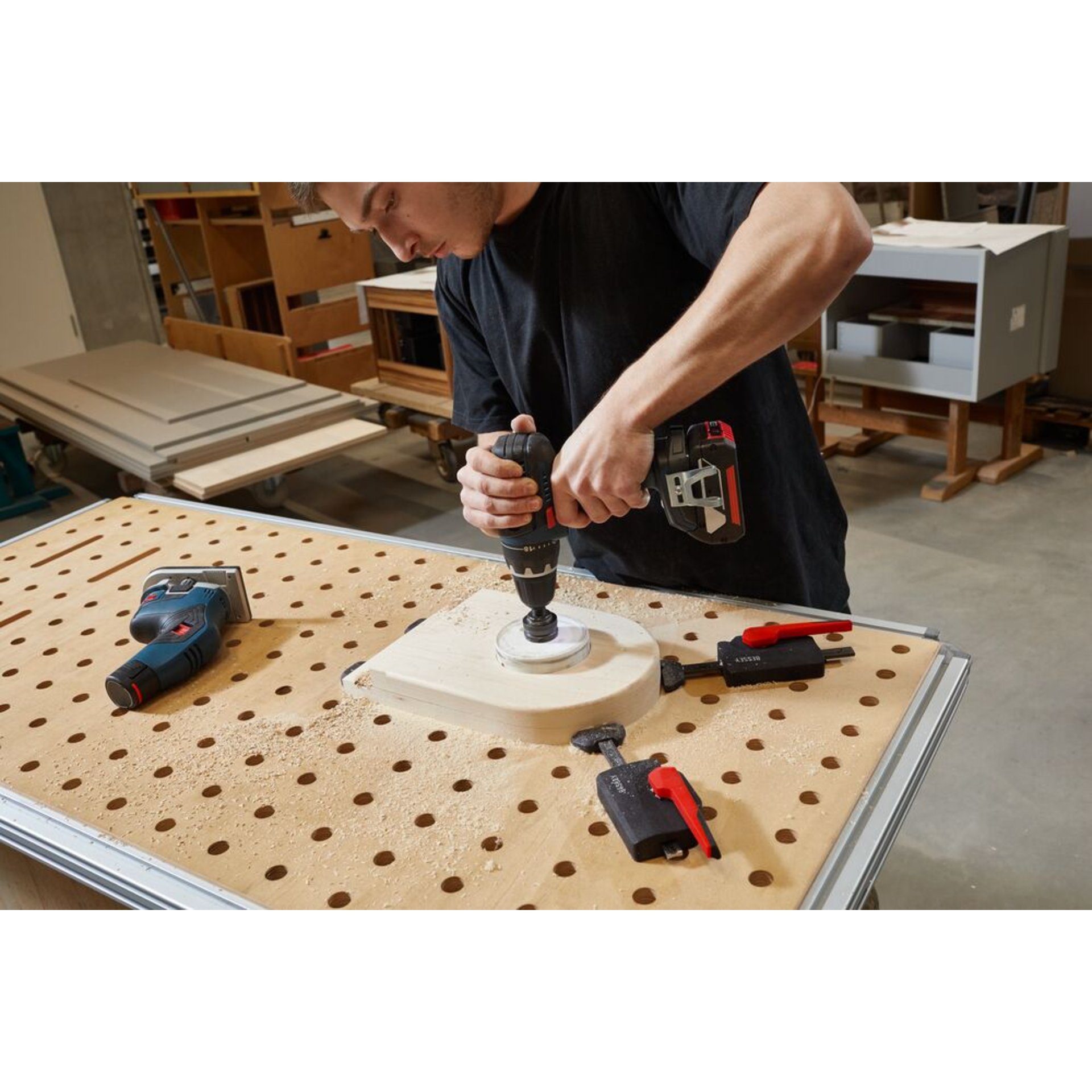 Elektrische Bohrmaschine, Werkzeug, Drinnen, Innenarchitektur, Holzbearbeitung