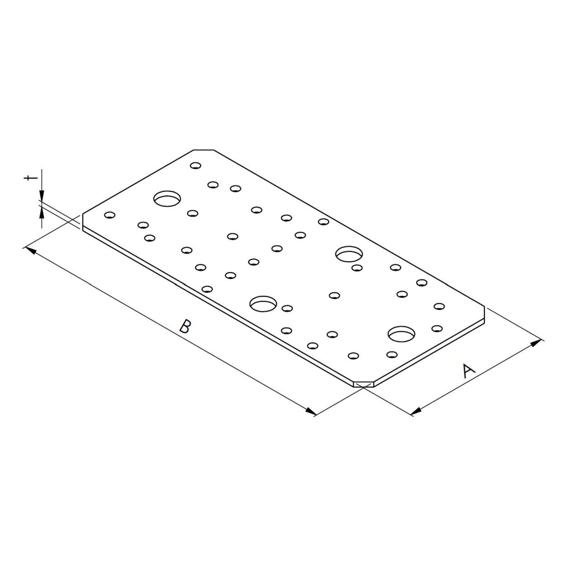 Metallplatte, durchbohrte Platte, Perforierte Platte, rechtwinklige Platte, Montageplatte