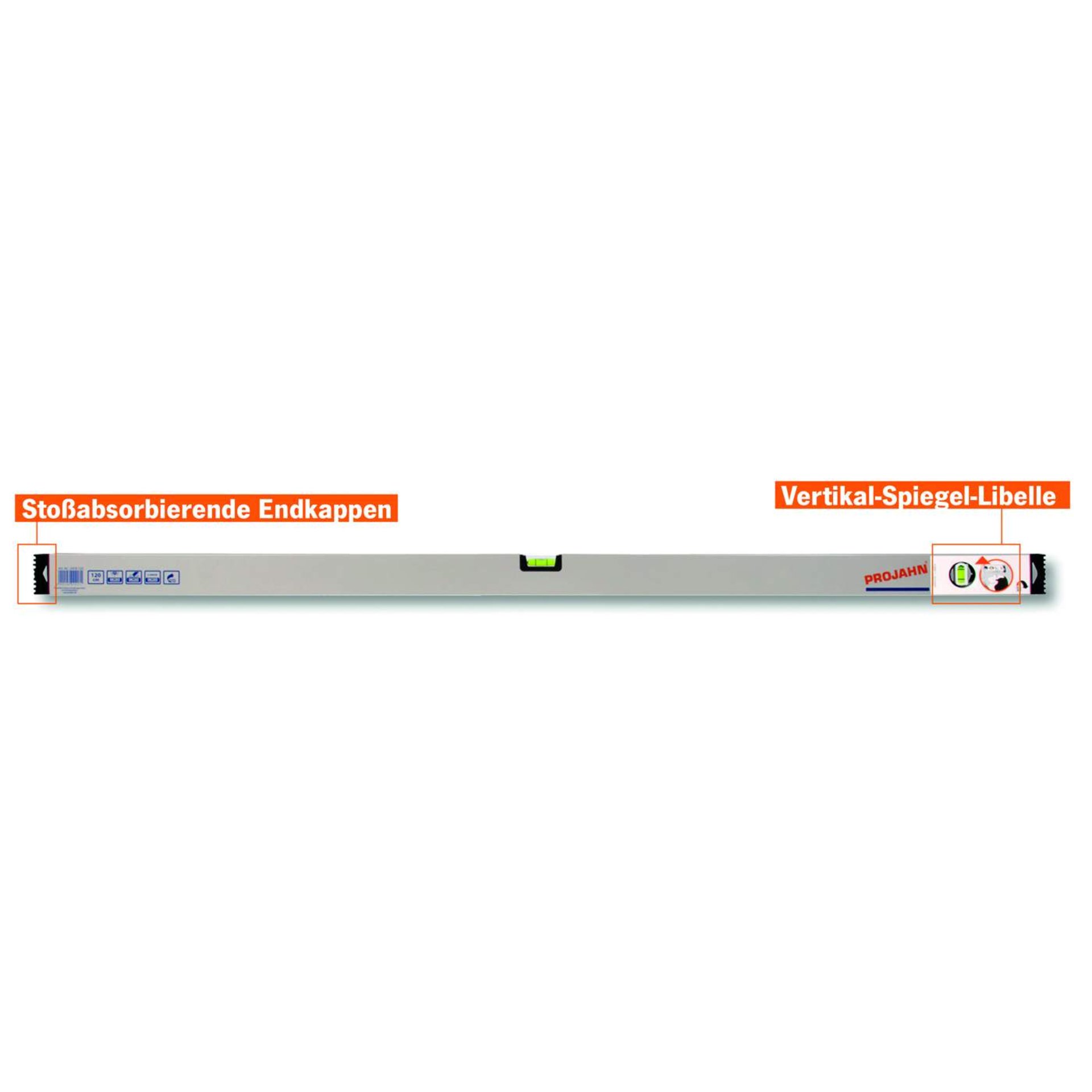 Wasserwaage, Stab-Wasserwaage, Horizontales Maßband, Verriegelte Endkappen, Spiegel-Libelle