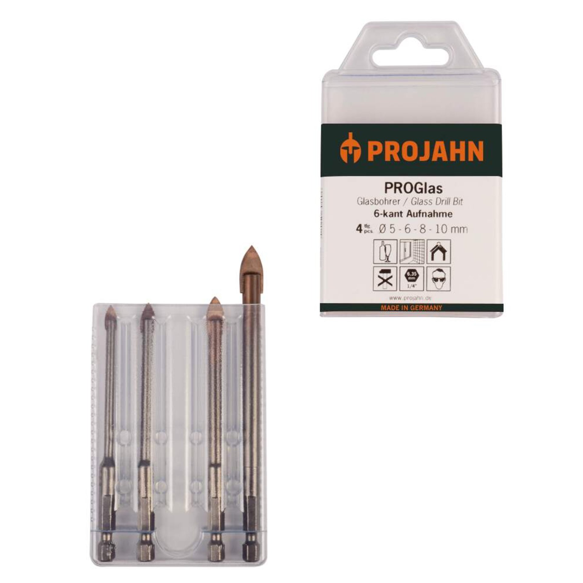 Glassbohrer, Satz, Kupferfarben, Torx-Schaft, Sechs Stück