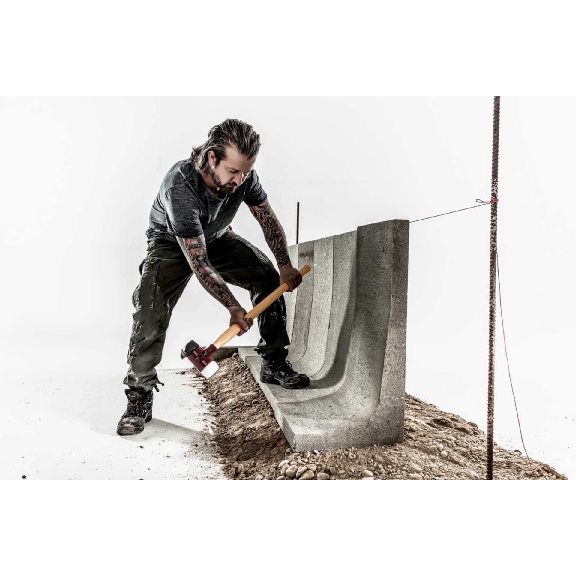 Konstruktion, Person, Arbeiter, Axt, Beton