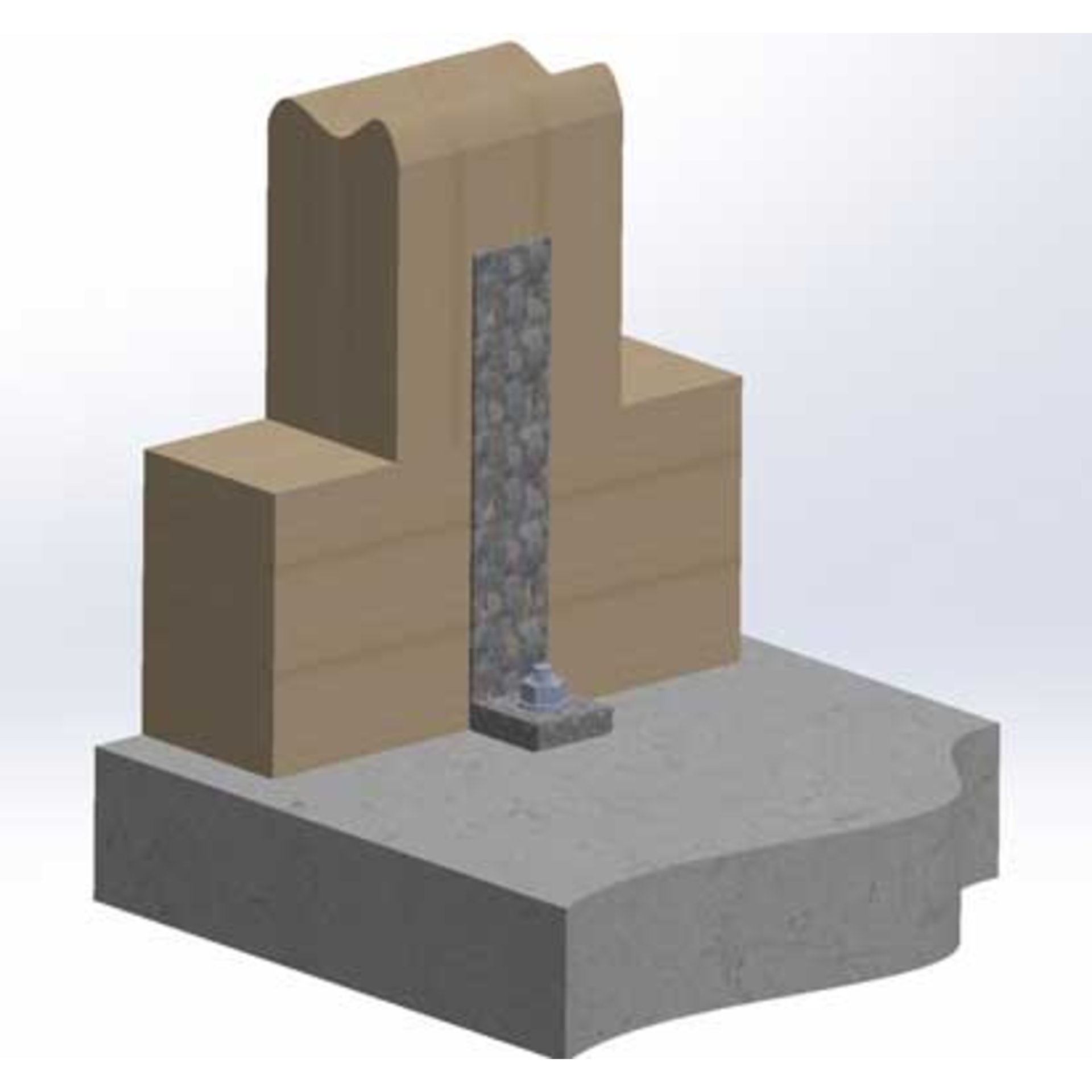 Modulares Bauwerk, Betonbasis, Braune Blöcke, Vertikale Wand, Steinsäule