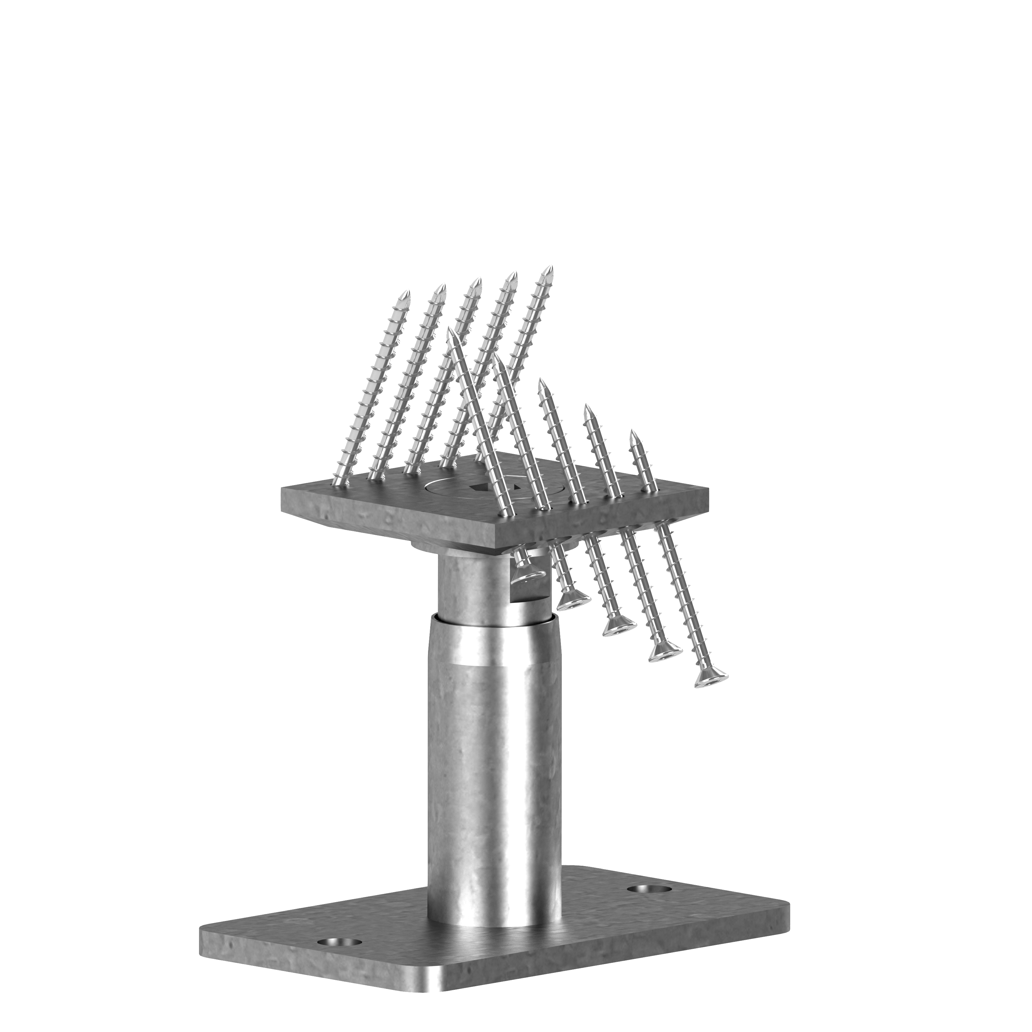 STF Pfostenträger 140+50 (50 mm höhenverstellbar) D=42, feuerverz. zum Aufbetonieren