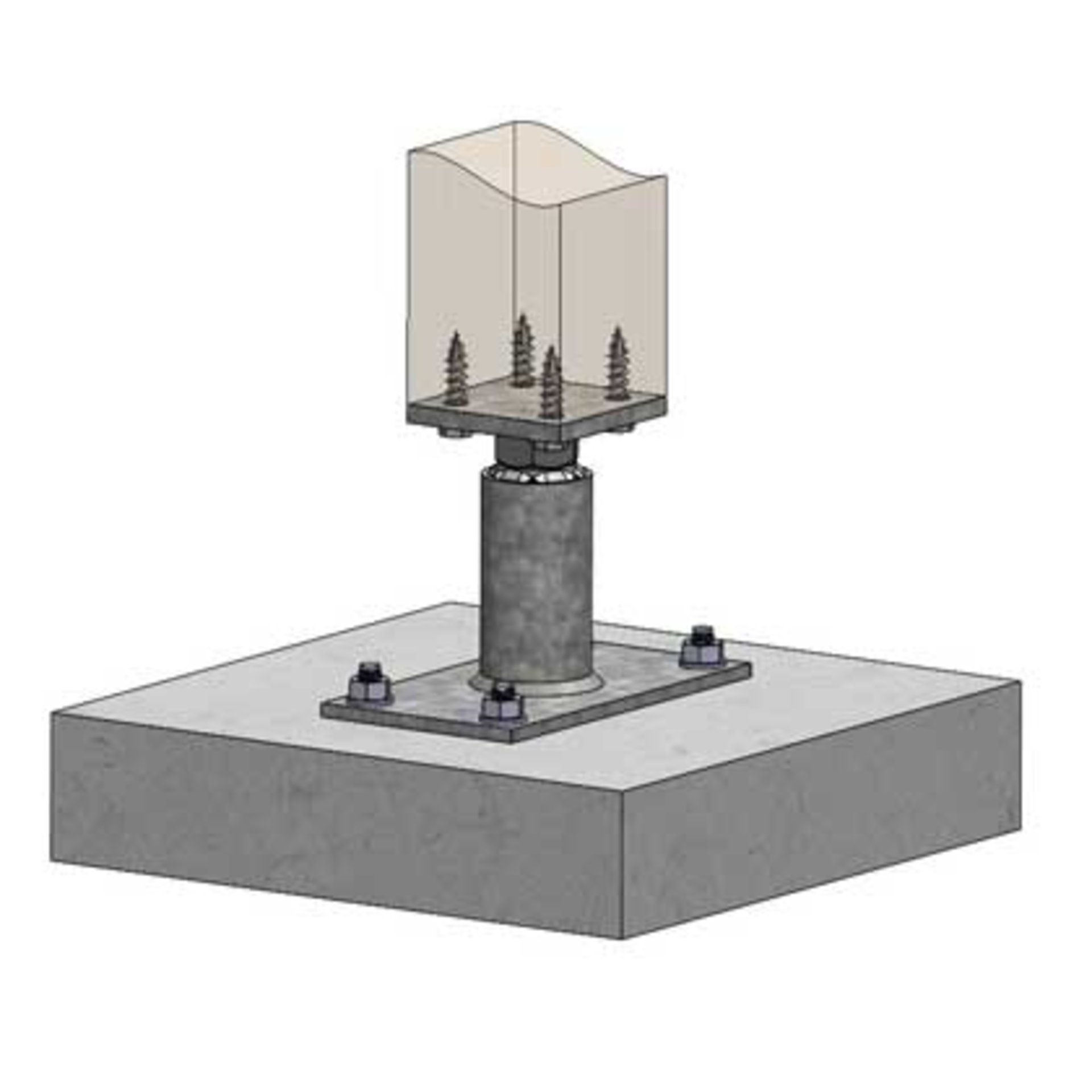 Laternenpfosten, Glaskuppel, Schraubbasis, Betonfußplatte, geschützte Lampe