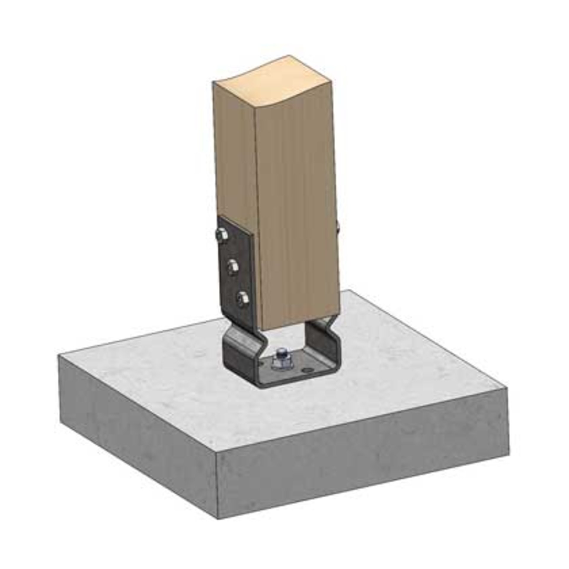 Holzpfosten, Schraubverbindung, Metallhalter, Betonboden, Holzpfostenfuß