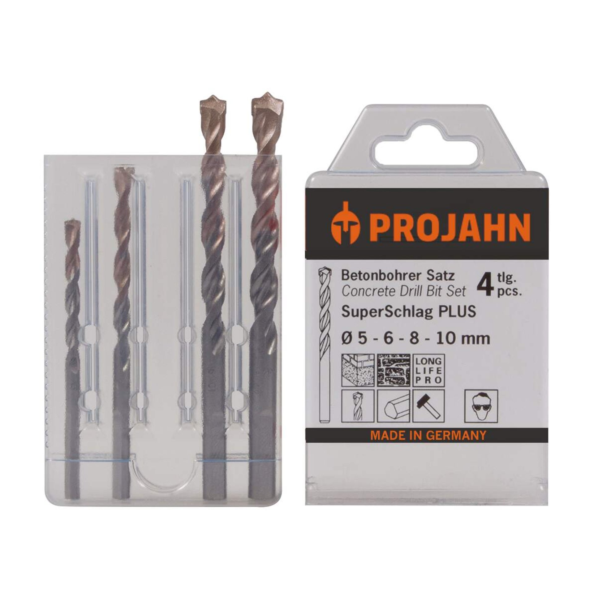 Bohrset, Betonbohrer Satz, Stahlbohrer, Ø 5-6-8-10 mm, Made in Germany