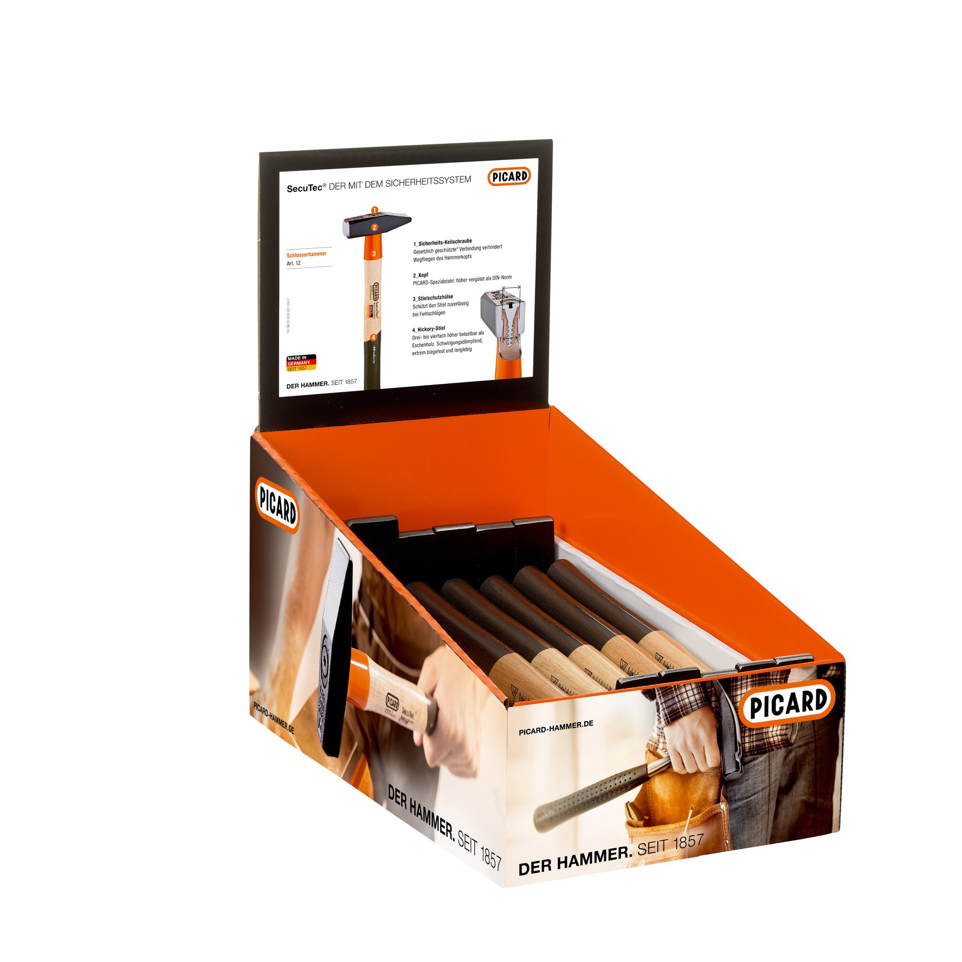 Picard Schlosserhammer SecuTec® 11 Stück im Display 5 x 300g, 4 x 500g, 2 x 800g, 1001202-001