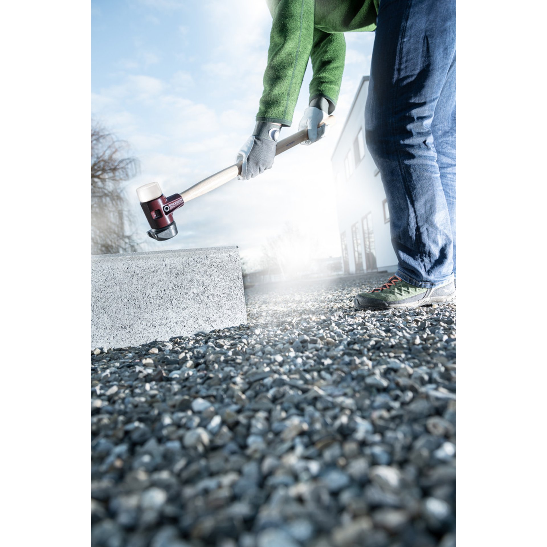 Straße, Gehen, Hosen, Kies, Hammer