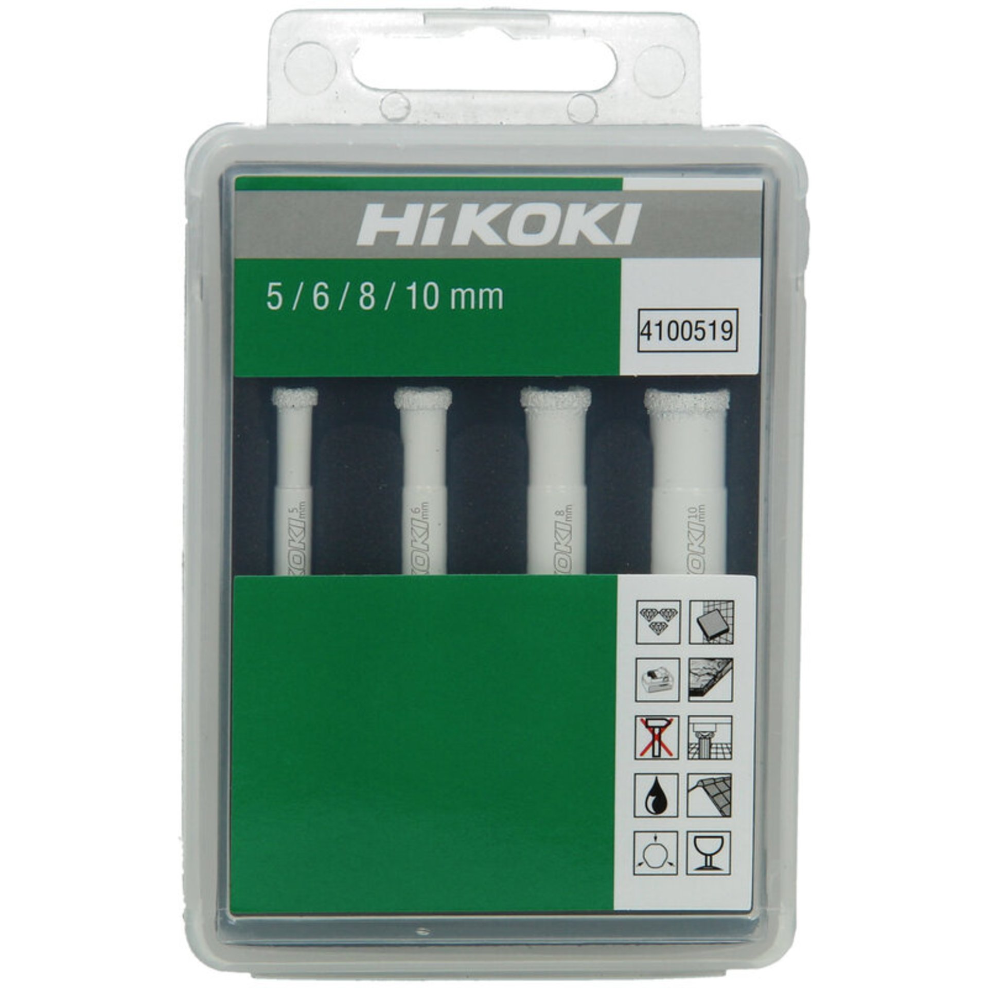 Hikoki Diamantbohrkrone-Set 4-tlg. 5/6/8/10 mm/ 10 mm Schaft